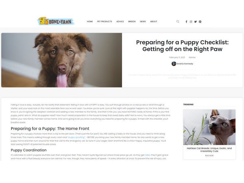 Bone & Yarn: Puppy Checklist Screen Shot