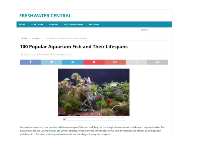 Freshwater Central: 100 Popular Fish Screen Shot