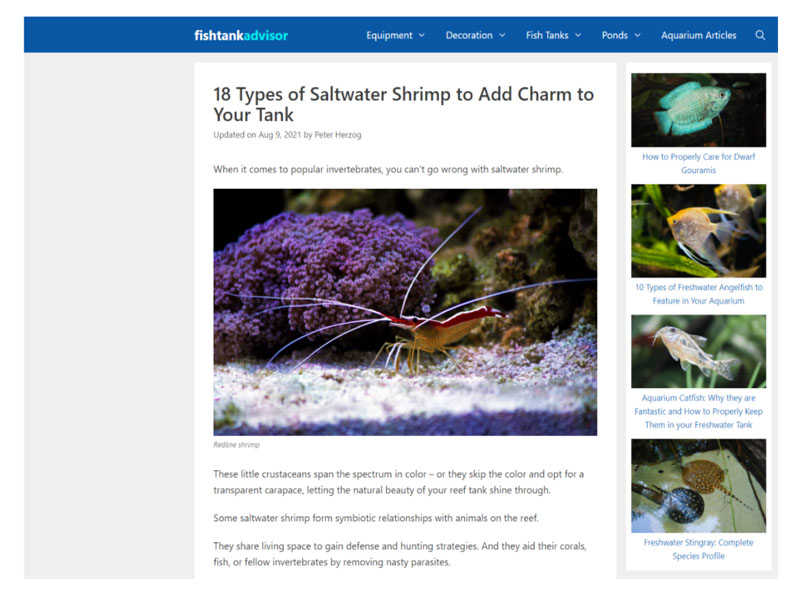 Fish Tank Advisor: Saltwater Shrimp Screen Shot