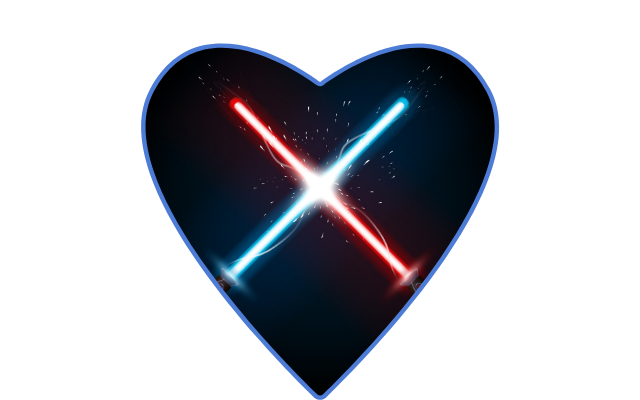Crossed lightsabers in heart