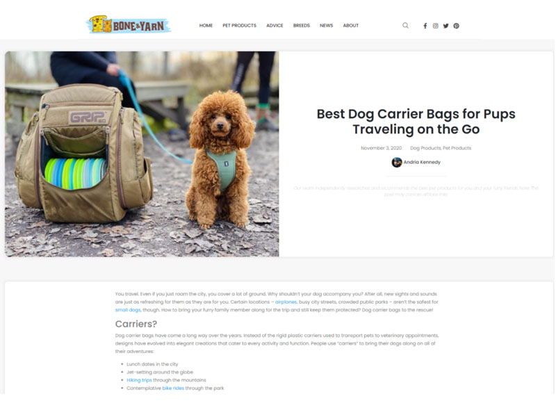 Bone & Yarn: Dog Carrier Bags Screen Shot