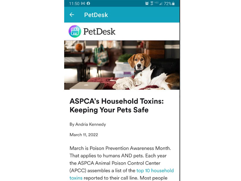 PetDesk: ASPCA Toxins Screenshot