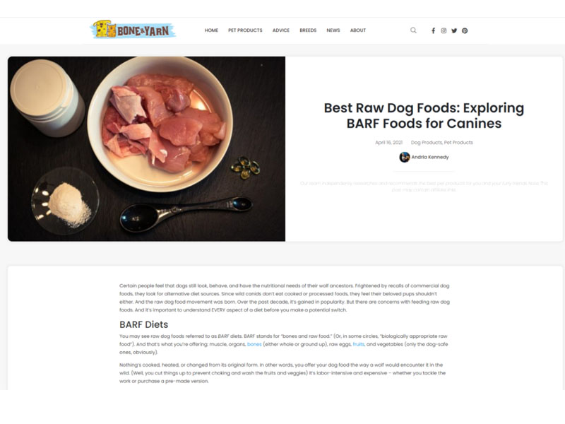 Bone & Yarn: Raw Dog Foods Screenshot