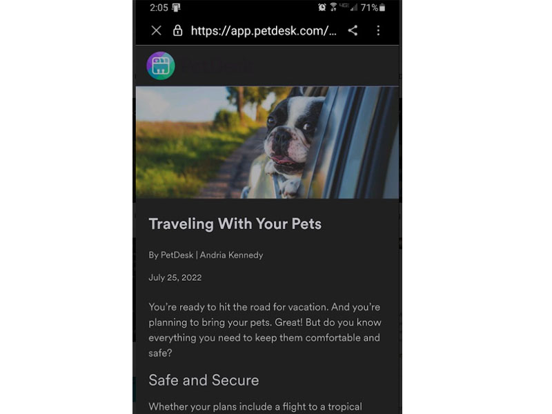 PetDesk: Traveling With Pets Screenshot