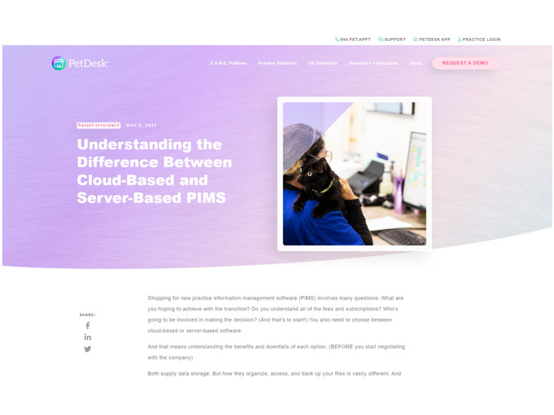 PetDesk: Cloud vs. Server-Based PIMS Screenshot