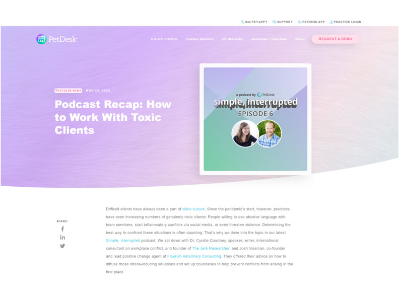 PetDesk: Podcast Recap Toxic Clients Screenshot